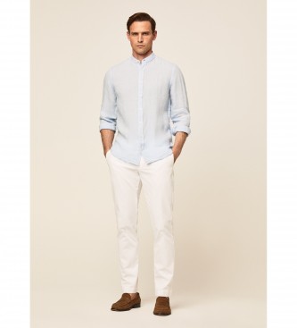 Hackett London Linen Shirt P Fit Slim Slim blue