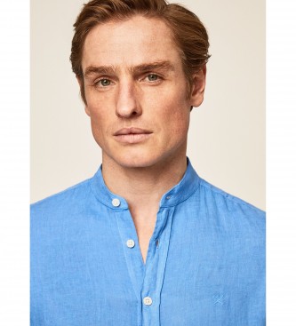 Hackett London Camisa de Linho P Fit Slim cabem azul escuro
