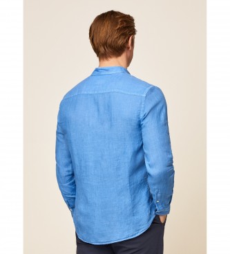 Hackett London Camisa Lino P Fit Slim azul oscuro