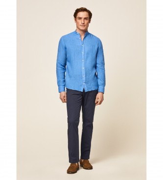 Hackett London Linen Shirt P Fit Slim fit dark blue