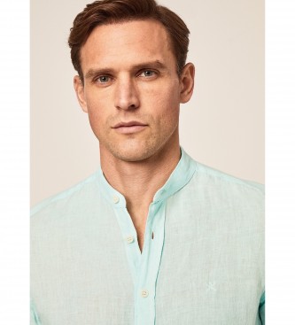 Hackett London Turquoise Linnen P Fit Slim Shirt