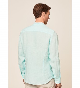 Hackett London Turquoise Linen P Fit Slim Slim Shirt