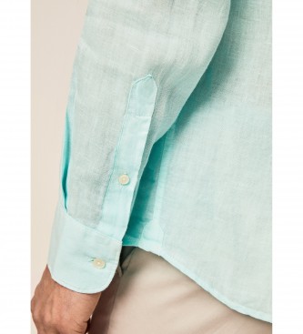 Hackett London Turquoise Linen P Fit Slim Slim Shirt