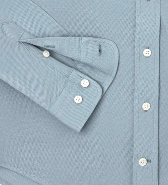 Hackett London Pique overhemd Regular Fit blauw