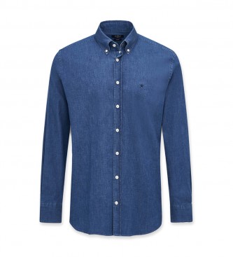 Hackett London Blauw Denim Poplin Overhemd