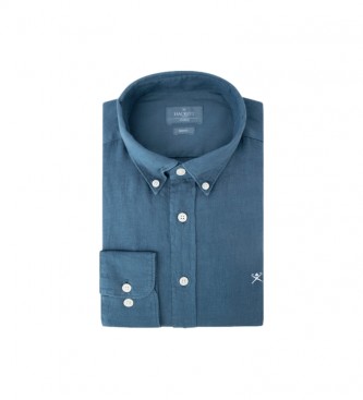 Hackett London Leinenhemd Slim Fit blau