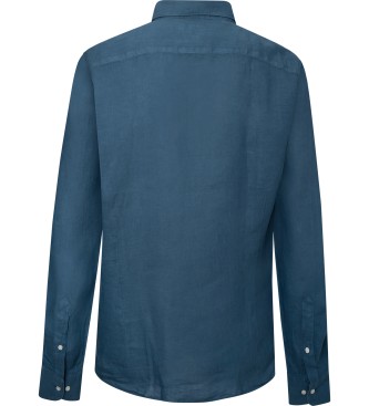 Hackett London Leinenhemd Slim Fit blau
