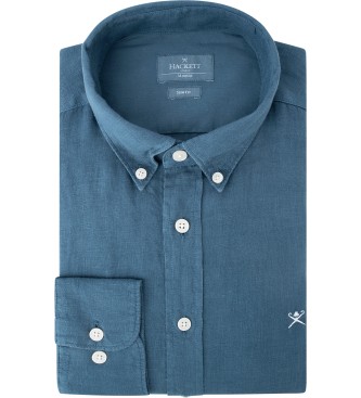 Hackett London Leinenhemd Slim Fit blau