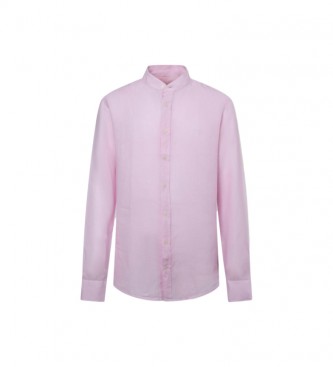 Hackett London Lanena srajca P Fit Slim Pink