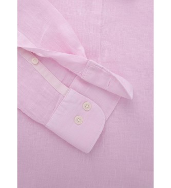 Hackett London Camicia in lino P rosa slim fit