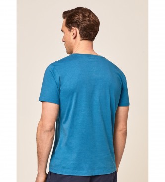 Hackett London Basic T-Shirt Logo-Stickerei blau