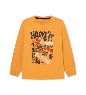 Hackett London Koszulka z grafiką w kolorze musztardowym