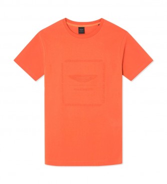 Hackett London T-shirt graficzny pomarańczowy