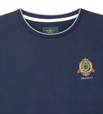Hackett London T-shirt z logo Heritage granatowy