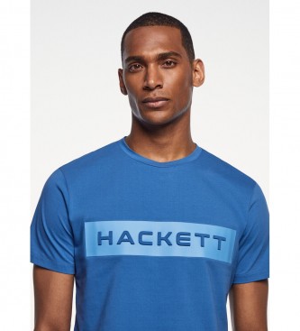 Hackett London Koszulka z nadrukiem logo niebieska