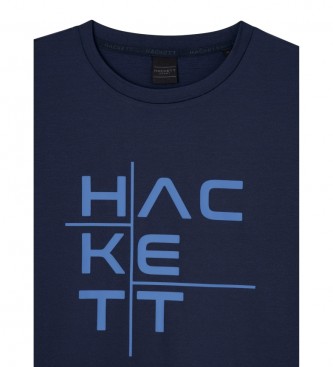 Hackett London T-shirt com logtipo em azul marinho