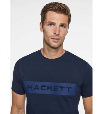 Hackett London Koszulka z logo z nadrukiem w kolorze granatowym