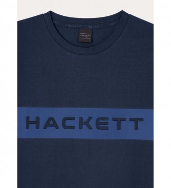 Hackett London Koszulka z logo z nadrukiem w kolorze granatowym
