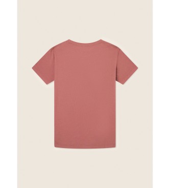 Hackett London Basic T-Shirt Geborduurd Logo Rood
