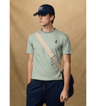 Hackett London T-shirt nummer med logo i klassisk gr�n pasform
