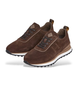 Hackett London Chad Mehke usnjene športne copate rjave barve