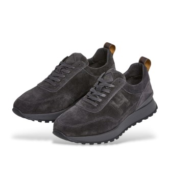 Hackett London Chad Mehke usnjene športne copate temno sive barve
