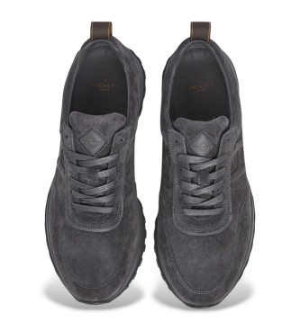 Hackett London Chad Mehke usnjene športne copate temno sive barve
