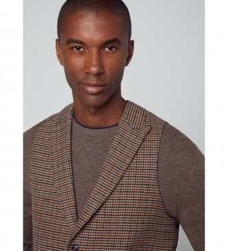 Hackett London Colete Gunclub castanho