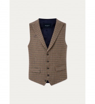 Hackett London Colete Gunclub castanho