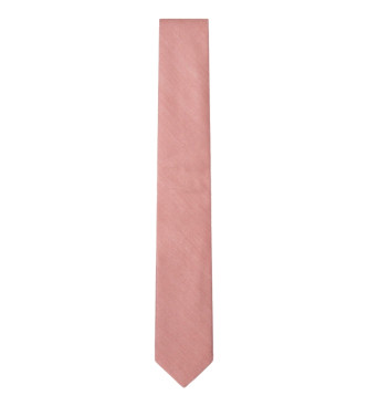 Hackett London Jedwabny krawat Chambray w kolorze różowym