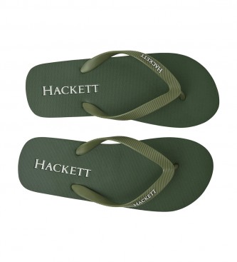 Hackett Logotipo Flip Flops em relevo verde