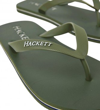 Hackett Logotipo Flip Flops em relevo verde
