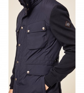 Hackett London Pletena hibridna jakna Velo Navy