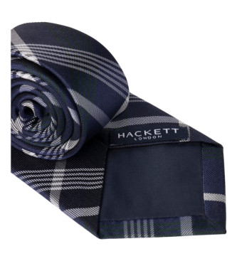 Hackett London Jedwabny krawat w granatową kratę