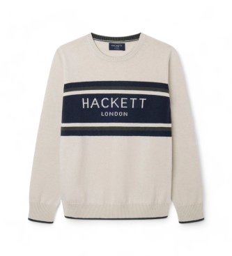 Hackett London Sweter w paski w kolorze złamanej bieli