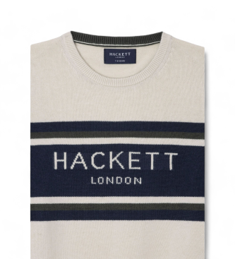 Hackett London Črtast pulover iz belo-rumene barve