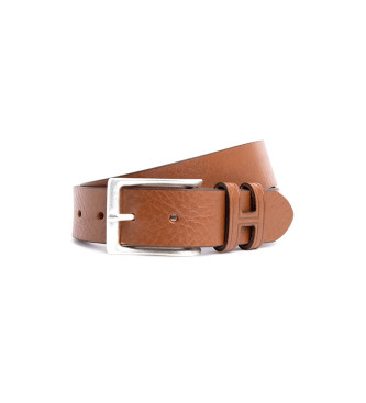 Hackett London Brown Tack Leather Belt