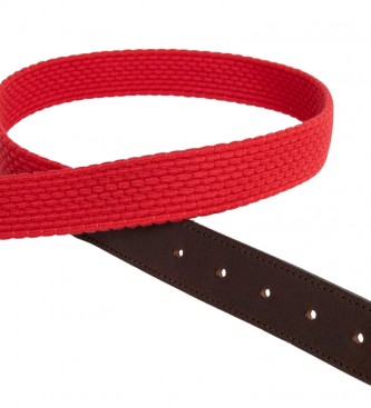 Hackett London Braided Leather Belt red