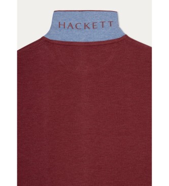 Hackett London Polo Classic Fit Logo Ls bordowy