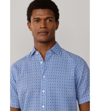 Hackett London Niebieska koszula z nadrukiem gliny