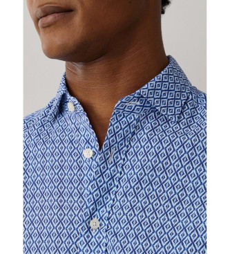 Hackett London Niebieska koszula z nadrukiem gliny