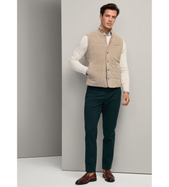 Hackett London Hlače chino Sloane fit sproščene temno zelene