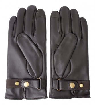 Hackett London Guantes de piel Commuter Touch marrn