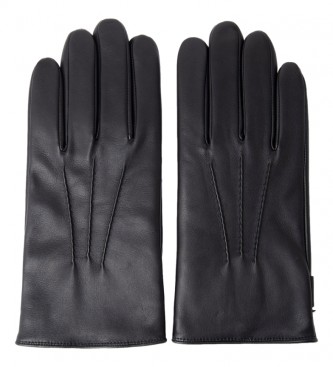 Hackett London Commuter Touch leather gloves black