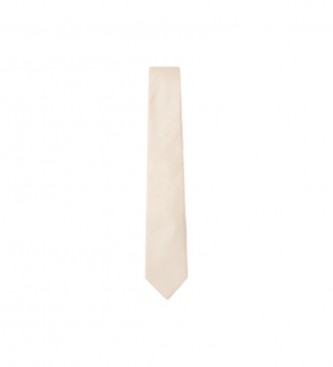 Hackett London Beżowy krawat Melange Chevron