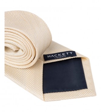 Hackett London Gemleerde Chevron beige stropdas