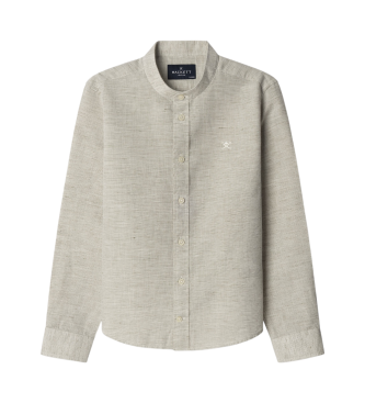 Hackett London Camicia realizzata in misto cotone e lino Porter taupe