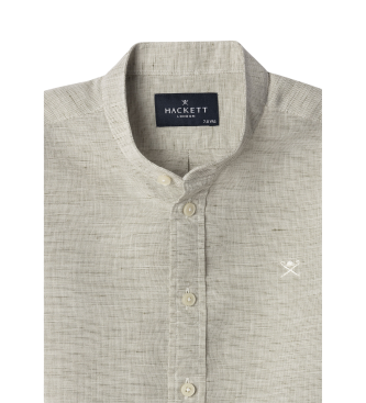 Hackett London Chemise en mlange de coton et de lin Porter taupe