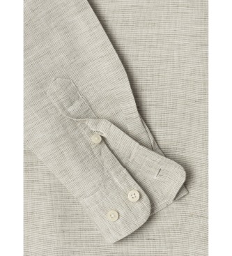 Hackett London Chemise en mlange de coton et de lin Porter taupe