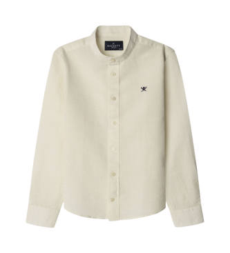 Hackett London Chemise en mlange de coton et de lin Porter Ecru White